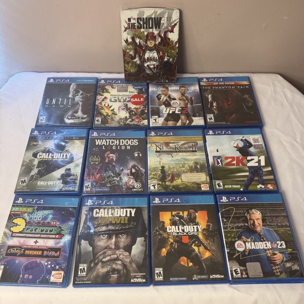 PS4 13 games lot includes popular AAA titles, horror, sports, RPGs, and action